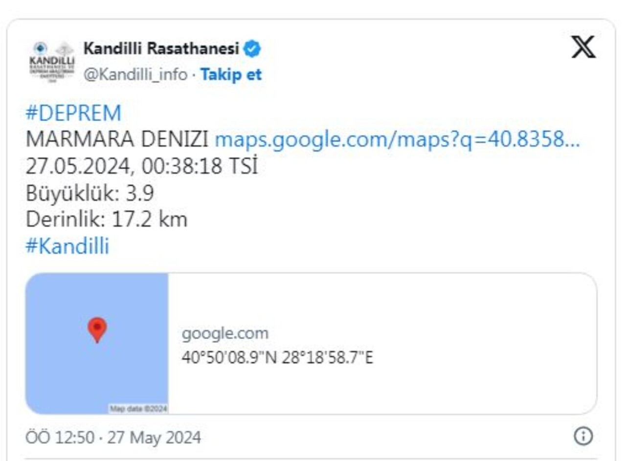 İstanbul'da gece yarısı korkutan deprem