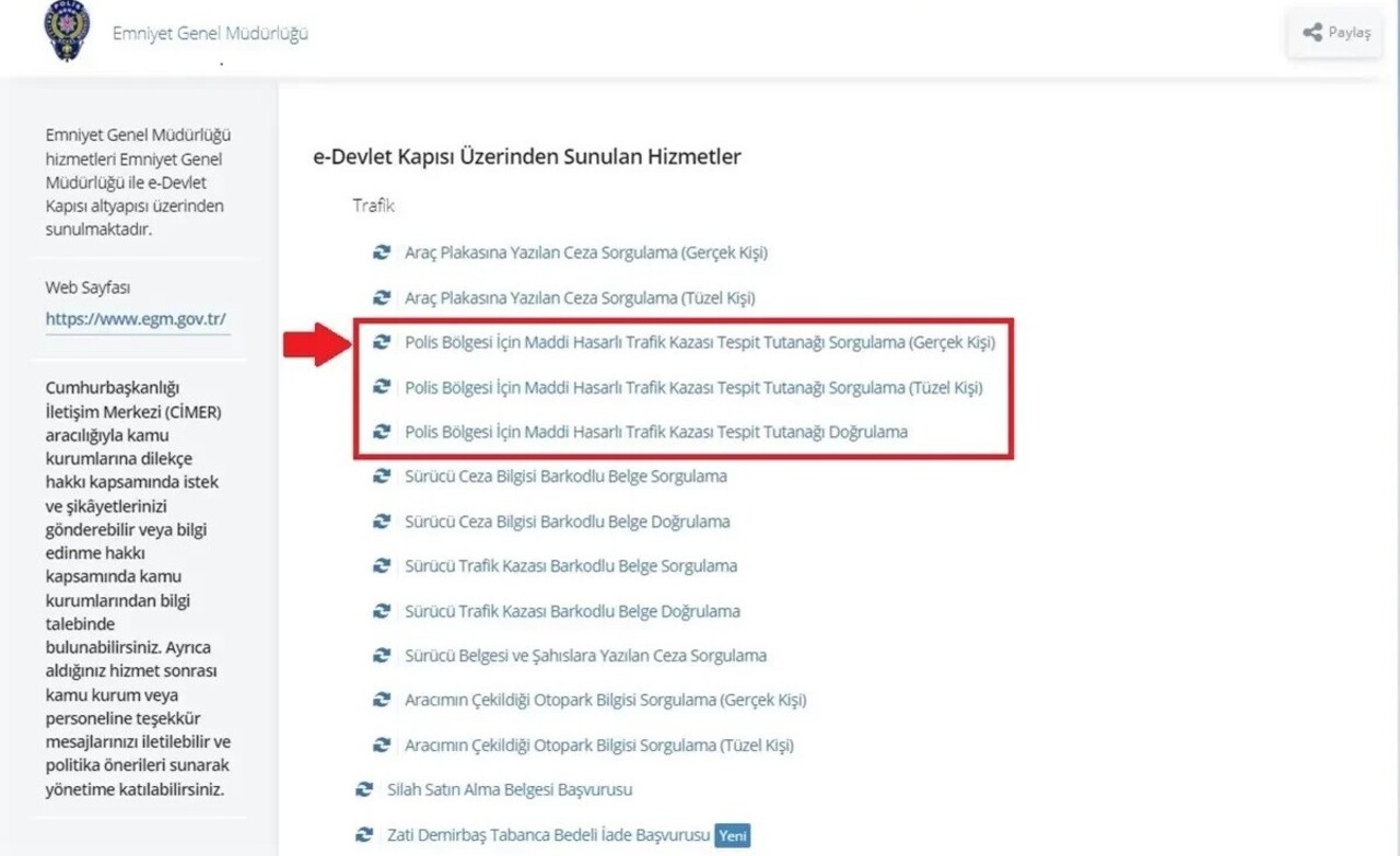 Kaza tutanağı artık e-Devlet üzerinden düzenlenebilecek